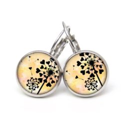 Druckknopf Ohrstecker Ohrhänger Clipse gelb schwarze Pusteblume