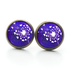 Druckknopf Ohrstecker Ohrhänger Clipse violett weiße Pusteblume
