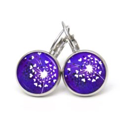 Druckknopf Ohrstecker Ohrhänger Clipse violett weiße Pusteblume
