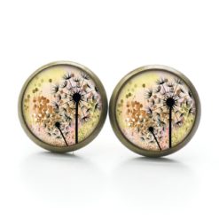 Druckknopf Ohrstecker Ohrhänger Clipse gold schwarze Pusteblume