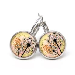 Druckknopf Ohrstecker Ohrhänger Clipse gold schwarze Pusteblume