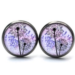 Druckknopf Ohrstecker Ohrhänger Clipse lila Pusteblume