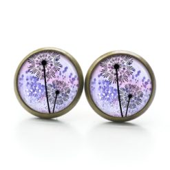 Druckknopf Ohrstecker Ohrhänger Clipse lila Pusteblume