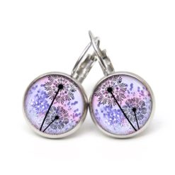 Druckknopf Ohrstecker Ohrhänger Clipse lila Pusteblume