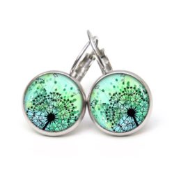 Druckknopf Ohrstecker Ohrhänger Clipse türkis grüne Pusteblume
