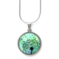 Druckknopf Ohrstecker Ohrhänger Clipse türkis grüne Pusteblume