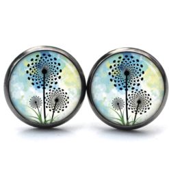 Druckknopf Ohrstecker Ohrhänger Clipse türkis grüne Pusteblume