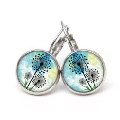 Druckknopf Ohrstecker Ohrhänger Clipse türkis grüne Pusteblume