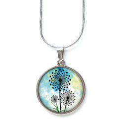 Druckknopf Ohrstecker Ohrhänger Clipse türkis grüne Pusteblume