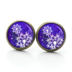 Druckknopf Ohrstecker Ohrhänger Clipse violett weiße Pusteblume