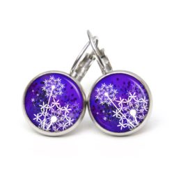 Druckknopf Ohrstecker Ohrhänger Clipse violett weiße Pusteblume