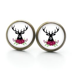 Druckknopf Ohrstecker Ohrhänger Clipse Oktoberfest Hirsch rosarot