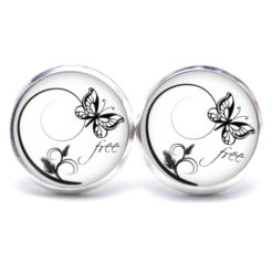 Ohrstecker, Ohrhänger, Clipse & Druckknopf - Motiv Schmetterling schwarz weiß  - Schmuck aus Edelstahl