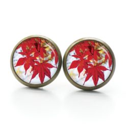 Ohrringe Herbst mit roten Blättern - Edelstahl