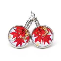 Ohrringe Herbst mit roten Blättern - Edelstahl