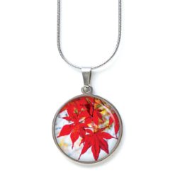 Kette Herbst mit roten Blättern - Edelstahl