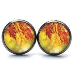 Ohrringe Herbst gelb orange Blätter - Edelstahl