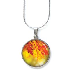Kette Herbst gelb orange Blätter - Edelstahl