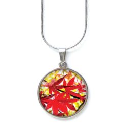 Kette Herbst mit roten Blättern - Edelstahl