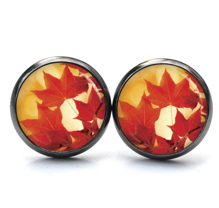 Ohrstecker, Ohrhänger, Clipse & Druckknopf – Motiv Herbstblätter im Sonnenlicht – Schmuck aus Edelstahl Ohrstecker, Ohrhänger, Clipse & Druckknopf – Motiv Herbstblätter im Sonnenlicht – Schmuck aus Edelstahl