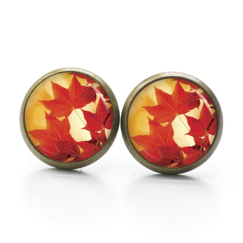 Ohrstecker, Ohrhänger, Clipse & Druckknopf – Motiv Herbstblätter im Sonnenlicht – Schmuck aus Edelstahl Ohrstecker, Ohrhänger, Clipse & Druckknopf – Motiv Herbstblätter im Sonnenlicht – Schmuck aus Edelstahl