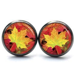 Ohrringe Herbst mit gelbem Blatt - Edelstahl