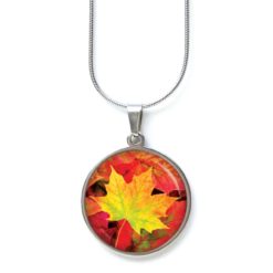 Kette Herbst mit gelbem Blatt - Edelstahl