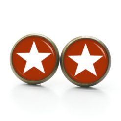 Druckknopf Ohrstecker Ohrhänger Clipse rot weißer Stern