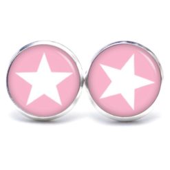 Druckknopf Ohrstecker Ohrhänger Clipse rosa weißer Stern