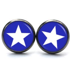 Druckknopf Ohrstecker Ohrhänger Clipse blau weißer Stern