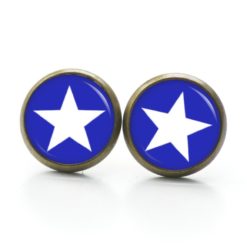 Druckknopf Ohrstecker Ohrhänger Clipse blau weißer Stern