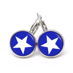 Druckknopf Ohrstecker Ohrhänger Clipse blau weißer Stern