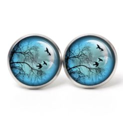 Druckknopf / Ohrstecker / Ohrhänger blauer Vollmond