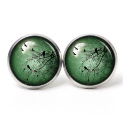 Druckknopf Ohrstecker Ohrhänger Vollmond Grün