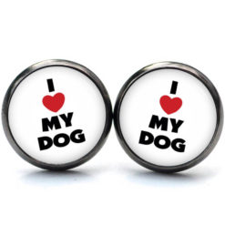 Druckknopf / Ohrstecker / Ohrhänger I love my Dog - Ich liebe meinen Hund