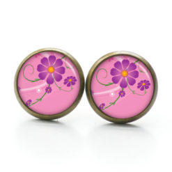 Ohrringe Violett Pinke Blume.