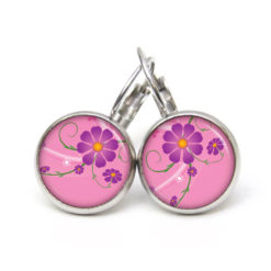 Ohrringe Violett Pinke Blume.