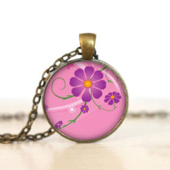 Kette Violett Pinke Blume.