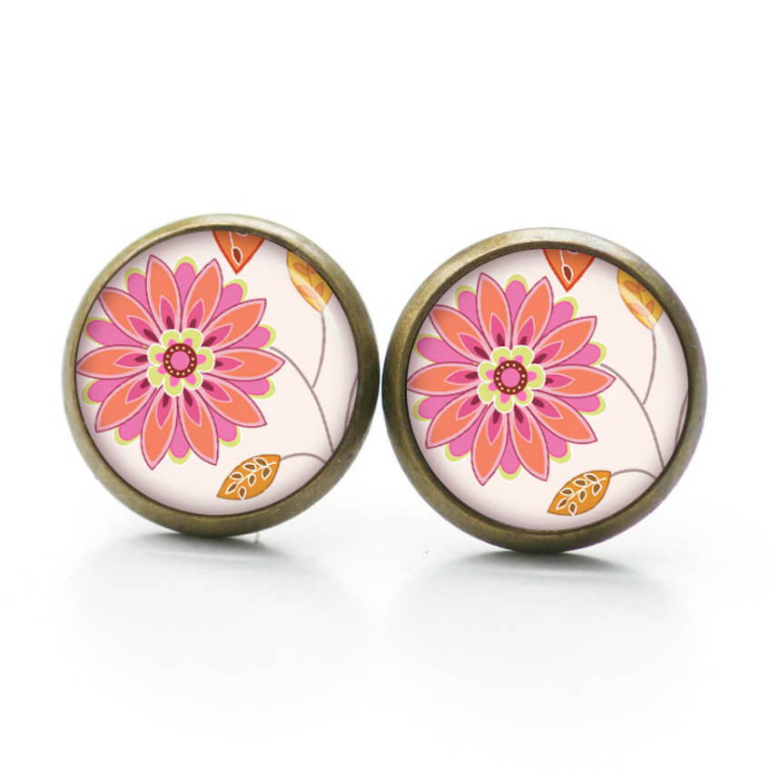 Ohrstecker, Ohrhänger, Clipse & Druckknopf – Motiv große rosa Blume – Schmuck aus Edelstahl Ohrstecker, Ohrhänger, Clipse & Druckknopf – Motiv große rosa Blume – Schmuck aus Edelstahl