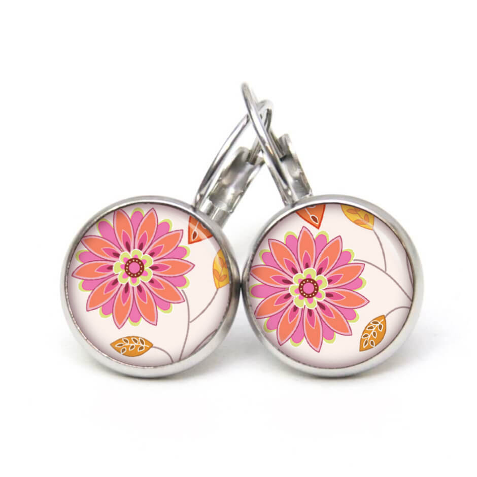 Ohrstecker, Ohrhänger, Clipse & Druckknopf – Motiv große rosa Blume – Schmuck aus Edelstahl Ohrstecker, Ohrhänger, Clipse & Druckknopf – Motiv große rosa Blume – Schmuck aus Edelstahl