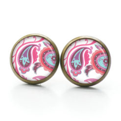 Ohrringe Paisley Muster Rosa Türkis.