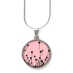 Kette abstrakte Blumen Rosa Schwarz
