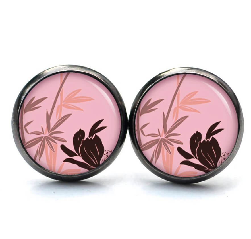 Ohrstecker, Ohrhänger, Clipse & Druckknopf – Motiv Bambusblüte Rosa – Schmuck aus Edelstahl Ohrstecker, Ohrhänger, Clipse & Druckknopf – Motiv Bambusblüte Rosa – Schmuck aus Edelstahl