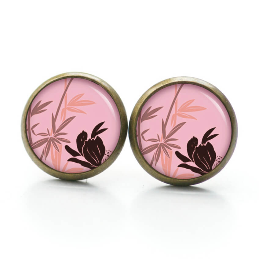 Ohrstecker, Ohrhänger, Clipse & Druckknopf – Motiv Bambusblüte Rosa – Schmuck aus Edelstahl Ohrstecker, Ohrhänger, Clipse & Druckknopf – Motiv Bambusblüte Rosa – Schmuck aus Edelstahl