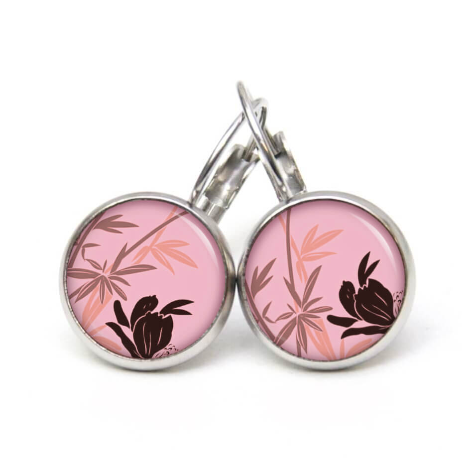 Ohrstecker, Ohrhänger, Clipse & Druckknopf – Motiv Bambusblüte Rosa – Schmuck aus Edelstahl Ohrstecker, Ohrhänger, Clipse & Druckknopf – Motiv Bambusblüte Rosa – Schmuck aus Edelstahl
