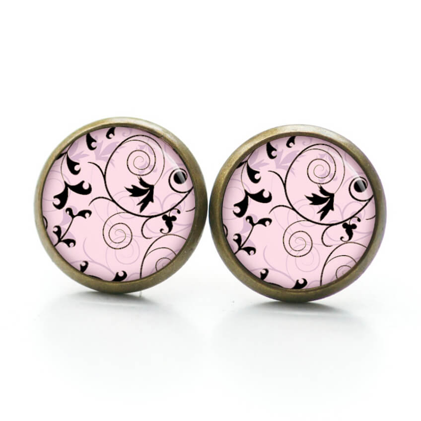 Ohrstecker, Ohrhänger, Clipse & Druckknopf – Motiv Florale Ranken Rosa – Schmuck aus Edelstahl Ohrstecker, Ohrhänger, Clipse & Druckknopf - Motiv Florale Ranken Rosa - Schmuck aus Edelstahl