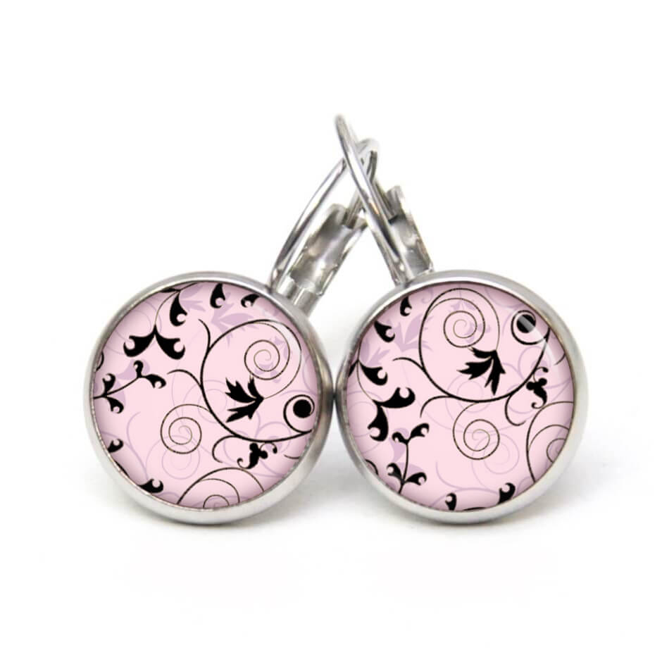 Ohrstecker, Ohrhänger, Clipse & Druckknopf – Motiv Florale Ranken Rosa – Schmuck aus Edelstahl Ohrstecker, Ohrhänger, Clipse & Druckknopf - Motiv Florale Ranken Rosa - Schmuck aus Edelstahl