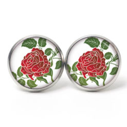 Ohrstecker, Ohrhänger, Clipse & Druckknopf - Motiv romantische Rote Rose  - Schmuck aus Edelstahl