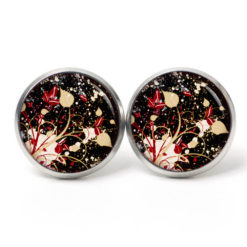 Ohrstecker, Ohrhänger, Clipse & Druckknopf - Motiv rot goldene Blumenwiese - Schmuck aus Edelstahl