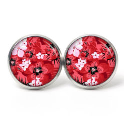 Ohrstecker, Ohrhänger, Clipse & Druckknopf - Motiv Exotische Blüten Rot Pink  - Schmuck aus Edelstahl